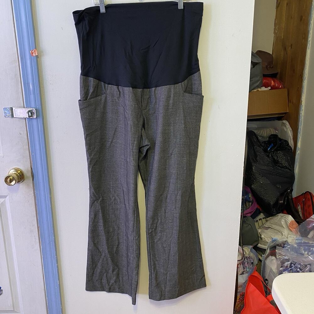 LIZ LANGE Maternity Casual Dress Pants Flare Leg PullOn Pocket Gray Black Y2K 18 - Picture 7 of 11